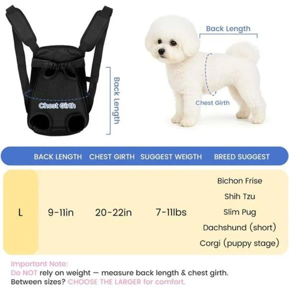 Dog Backpack Carrier, Adjustable